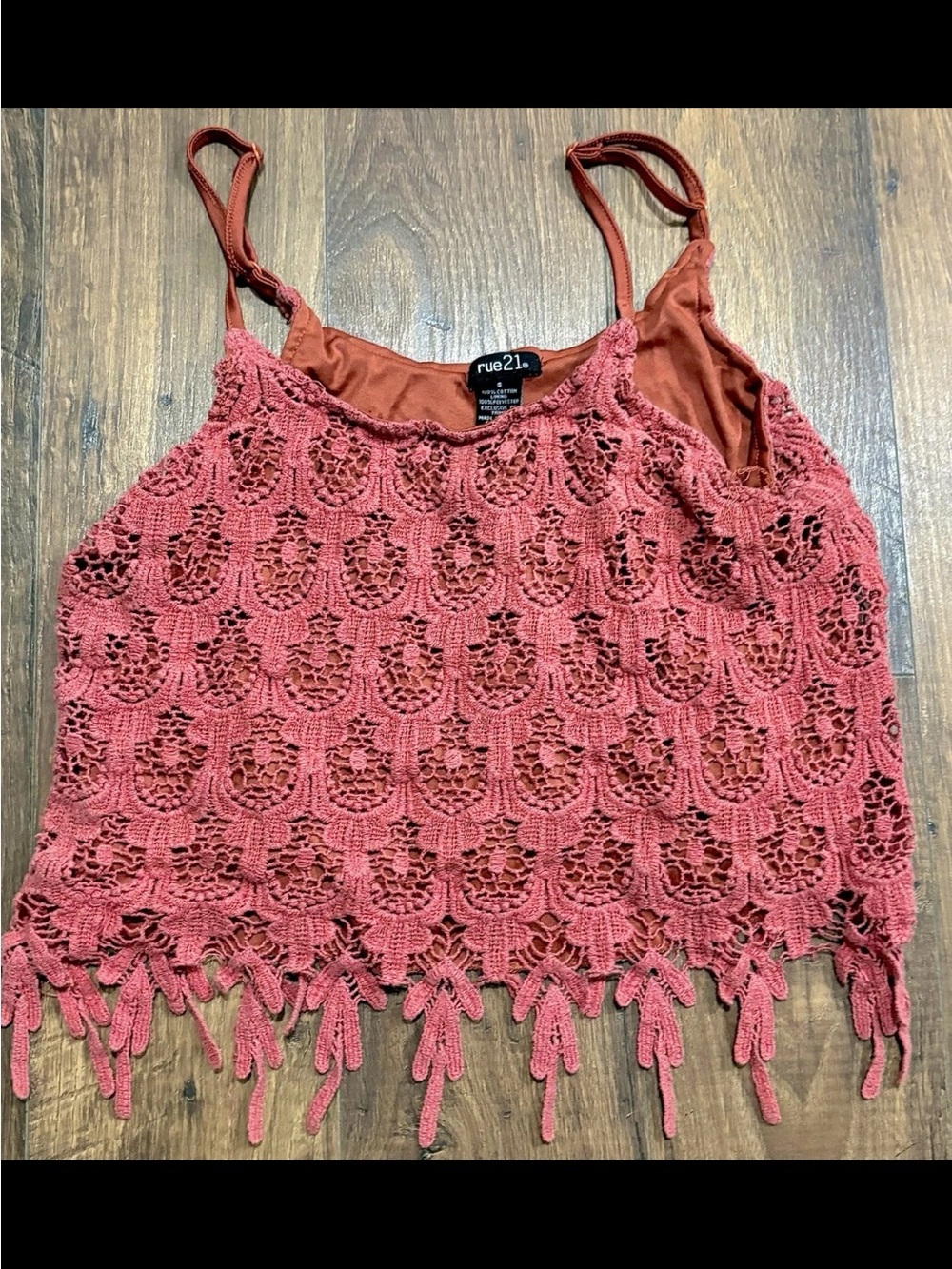 Rue21 Coral Crochet Fringe Cami